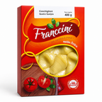 Embalagem do Conchiglioni 4 Queijos Franccini, caixa 400 g