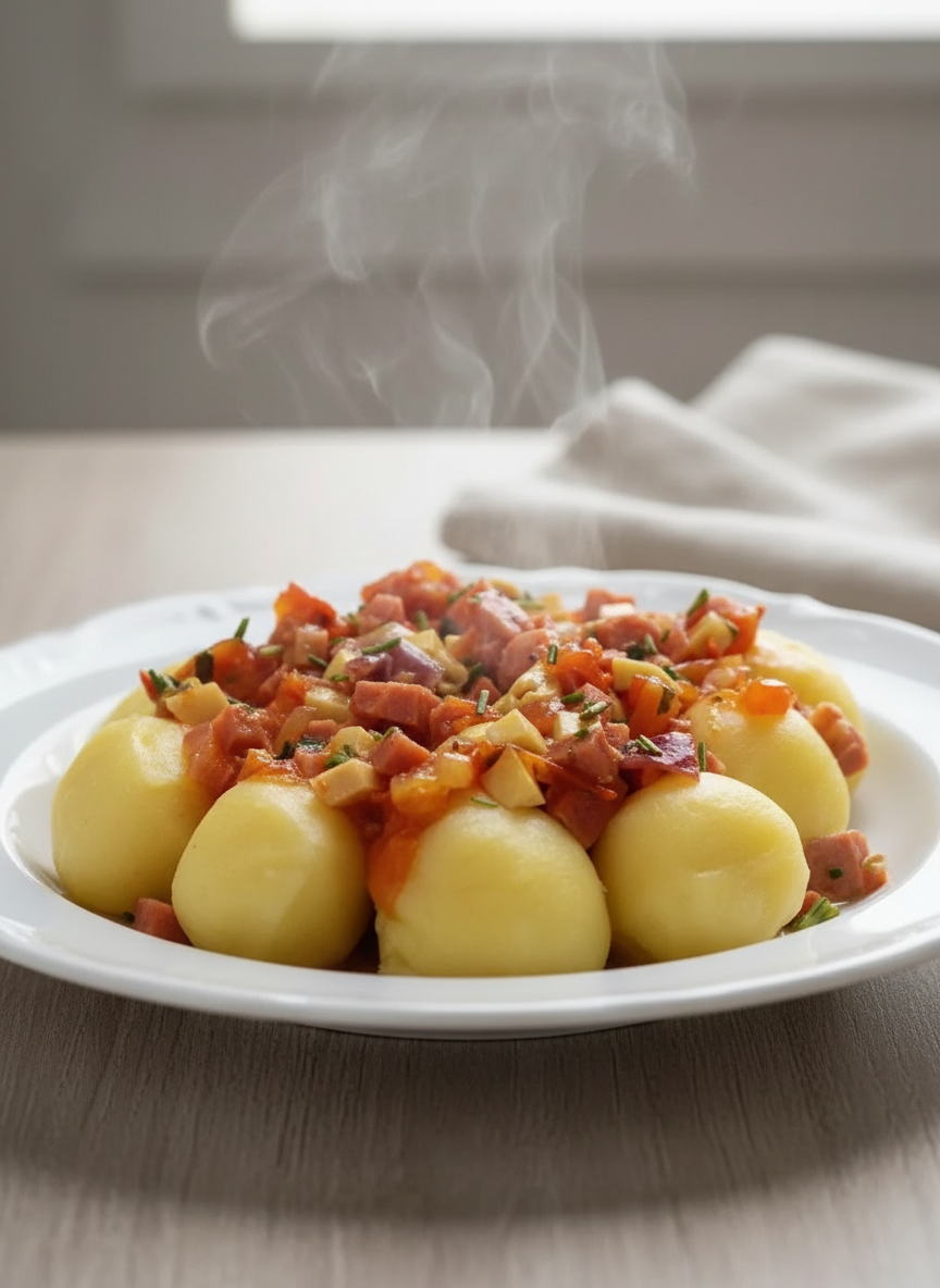 Nhoque Recheado Presunto e Queijo